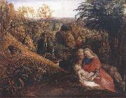 Samuel Palmer Rest on the Flight into Egypt or Holy Family oil on canvas